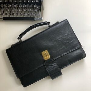 Vintage black leather satchel